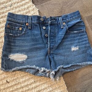 Levi's Blue Distressed Jean Shorts